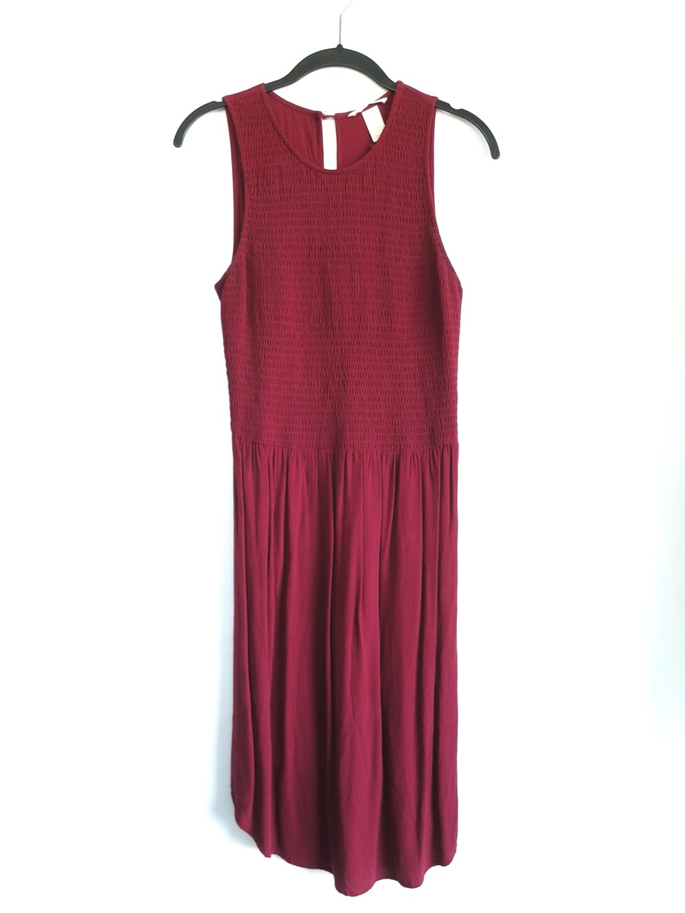 H&M Sleeveless Burgundy Maxi Dress with Smocked Bodice